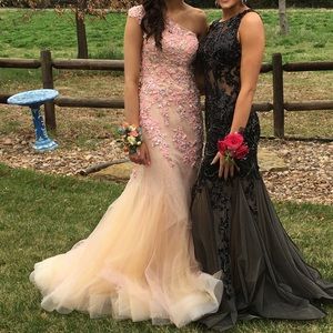 Gorgeous Rachel Allan pink/tan prom dress